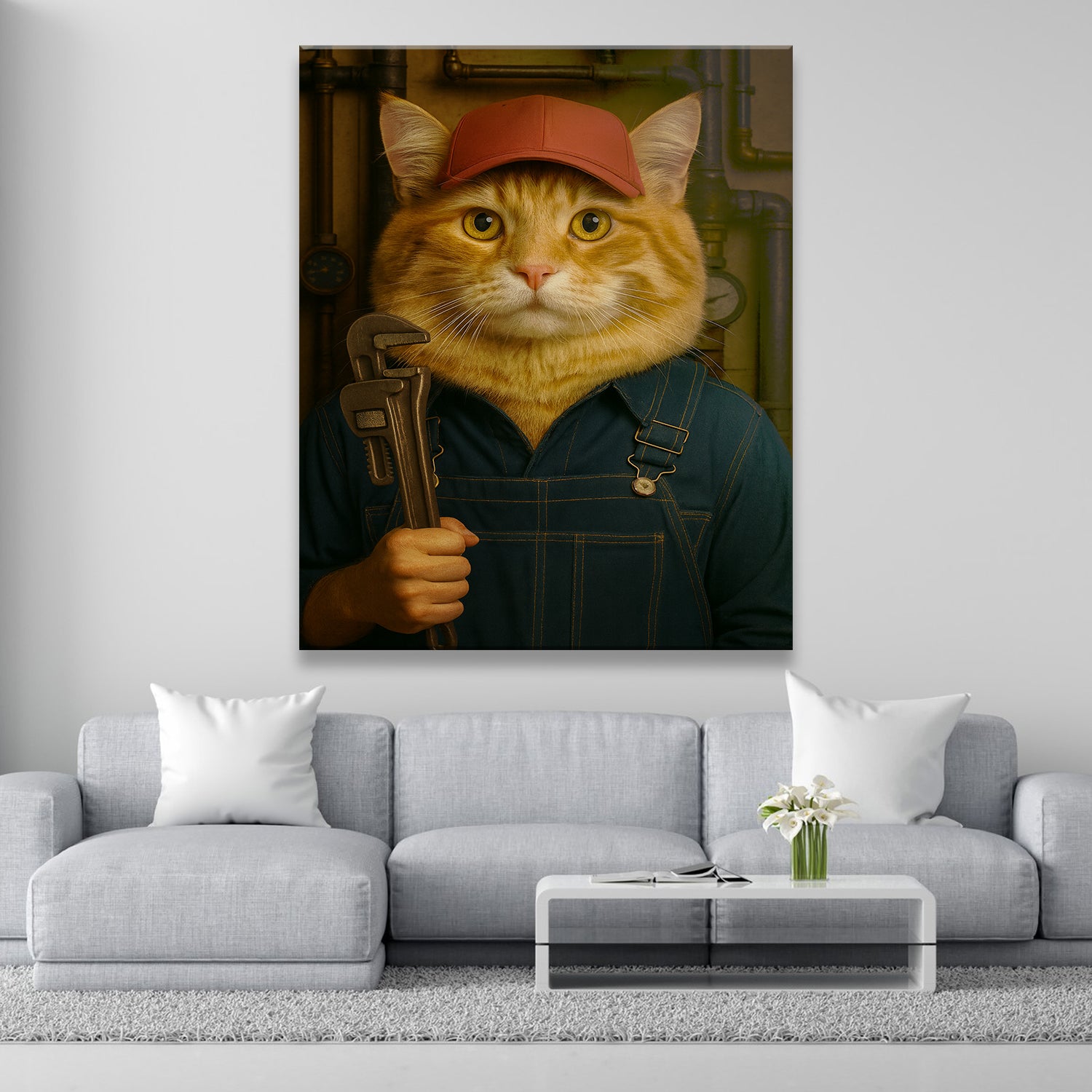 Custom Photo Plumber Cat Canvas Gift For Cat Lovers