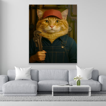 Custom Photo Plumber Cat Canvas Gift For Cat Lovers