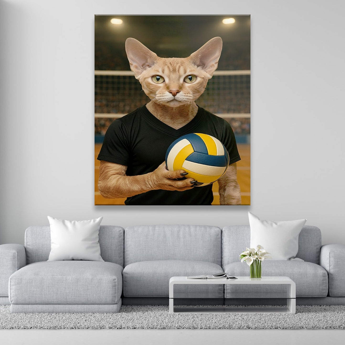 Custom Photo Volleyball Player Cat Canvas Gift For Cat Lovers
