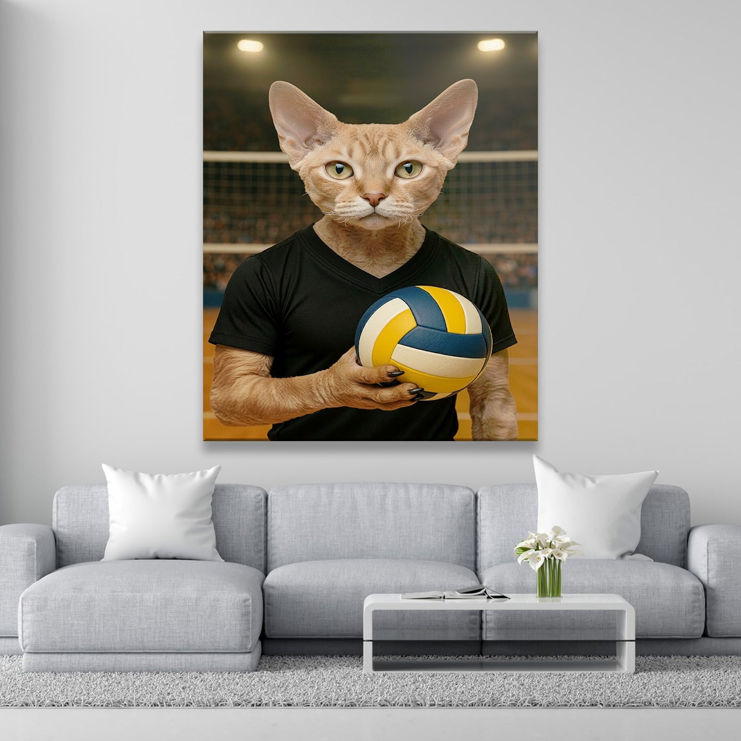 Custom Photo Volleyball Player Cat Canvas Gift For Cat Lovers