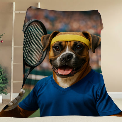 Custom Photo Tennis Player Dog BlanketGift For Dog Lovers