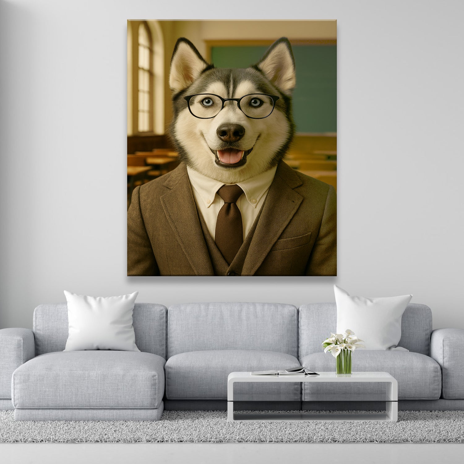 Custom Photo Teacher Dog Canvas Gift For Dog Lovers