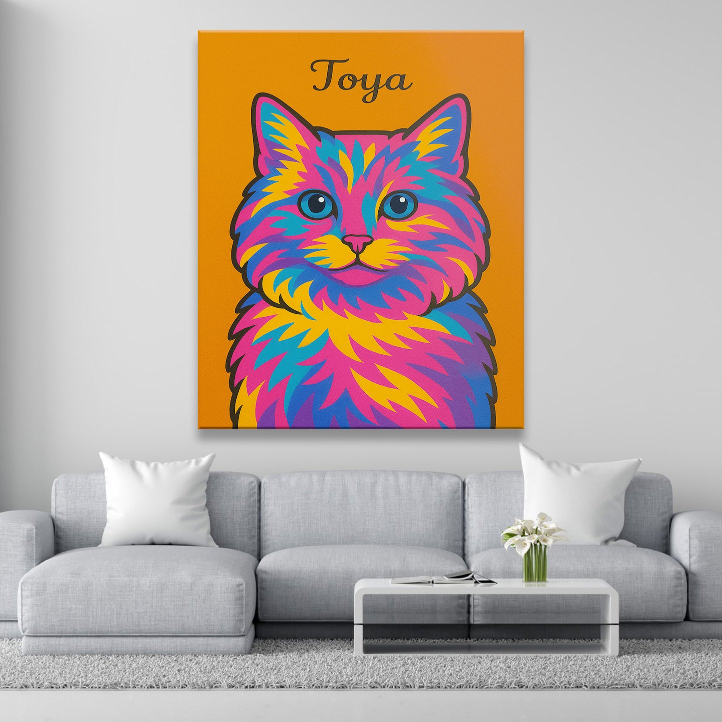 Custom Photo Minimalist Cat Canvas Gift For Cat Lovers