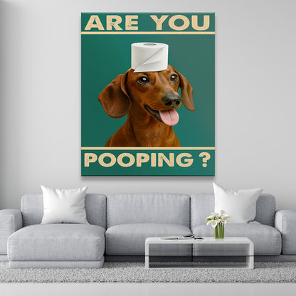 Custom Photo Funny Dog In Bathroom Canvas