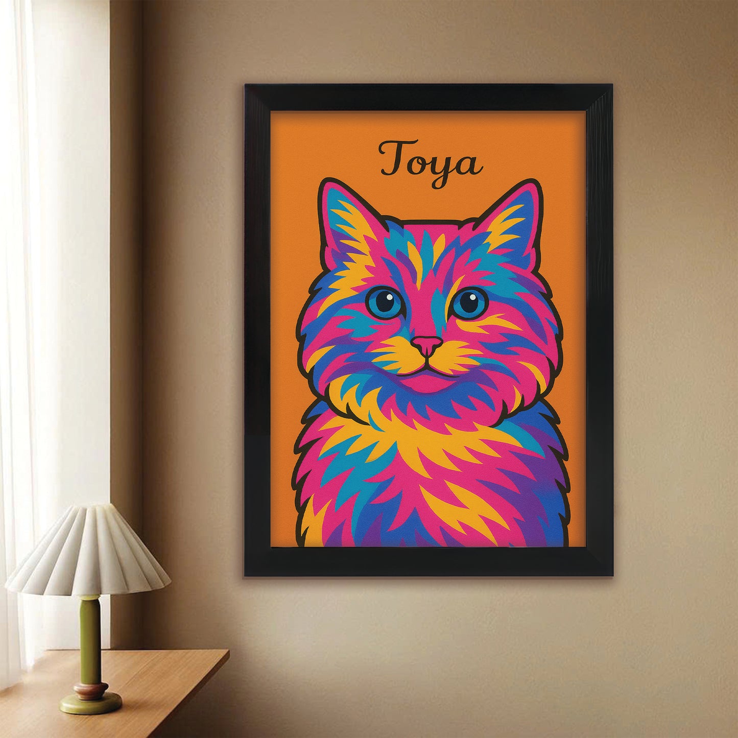 Custom Photo Minimalist Cat Canvas Framed Wall Art Gift For Cat Lovers