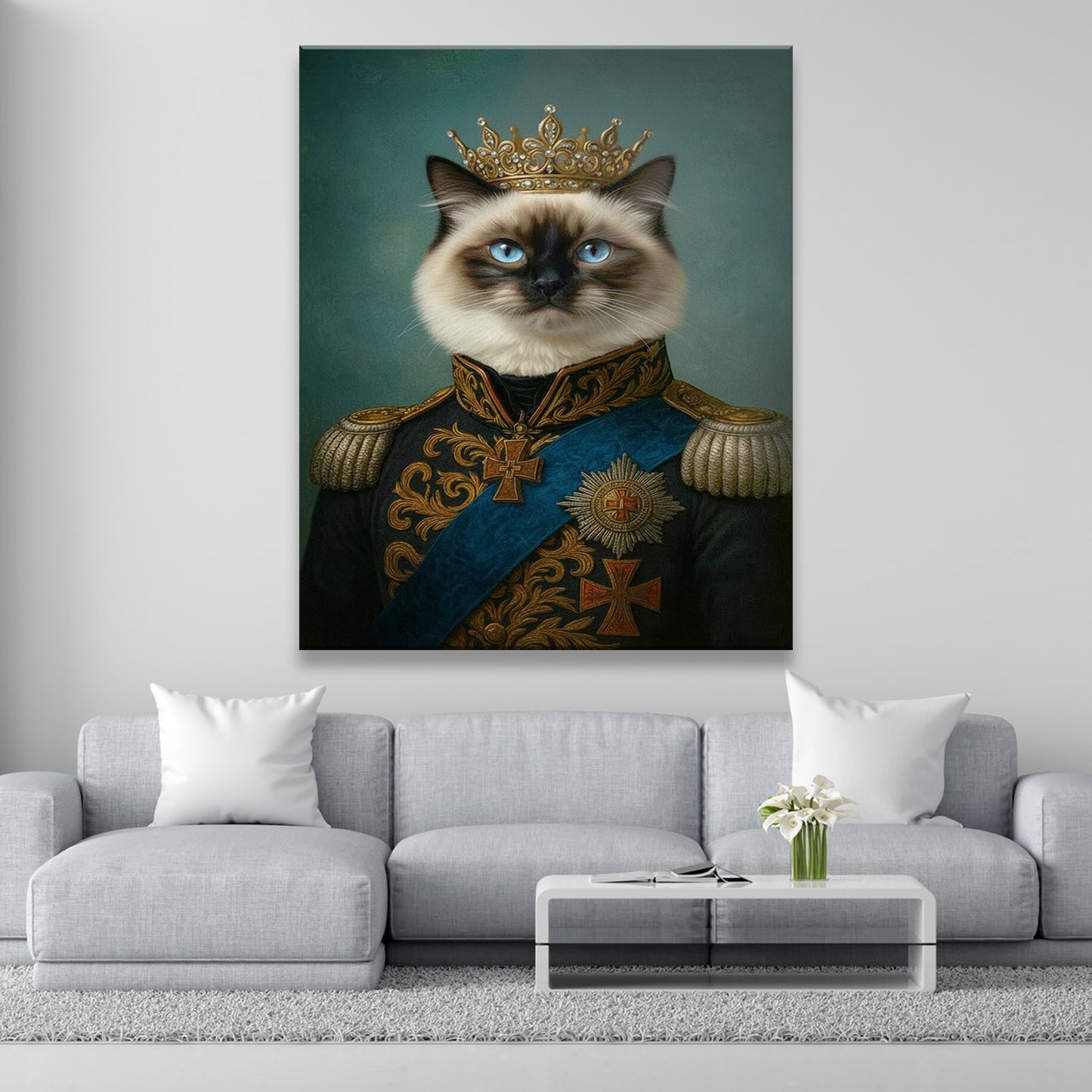 Custom Photo Royal Cat Canvas Gift For Cat Lovers