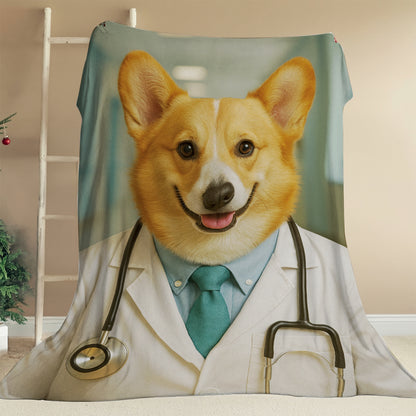 Custom Photo Doctor Dog BlanketGift For Dog Lovers