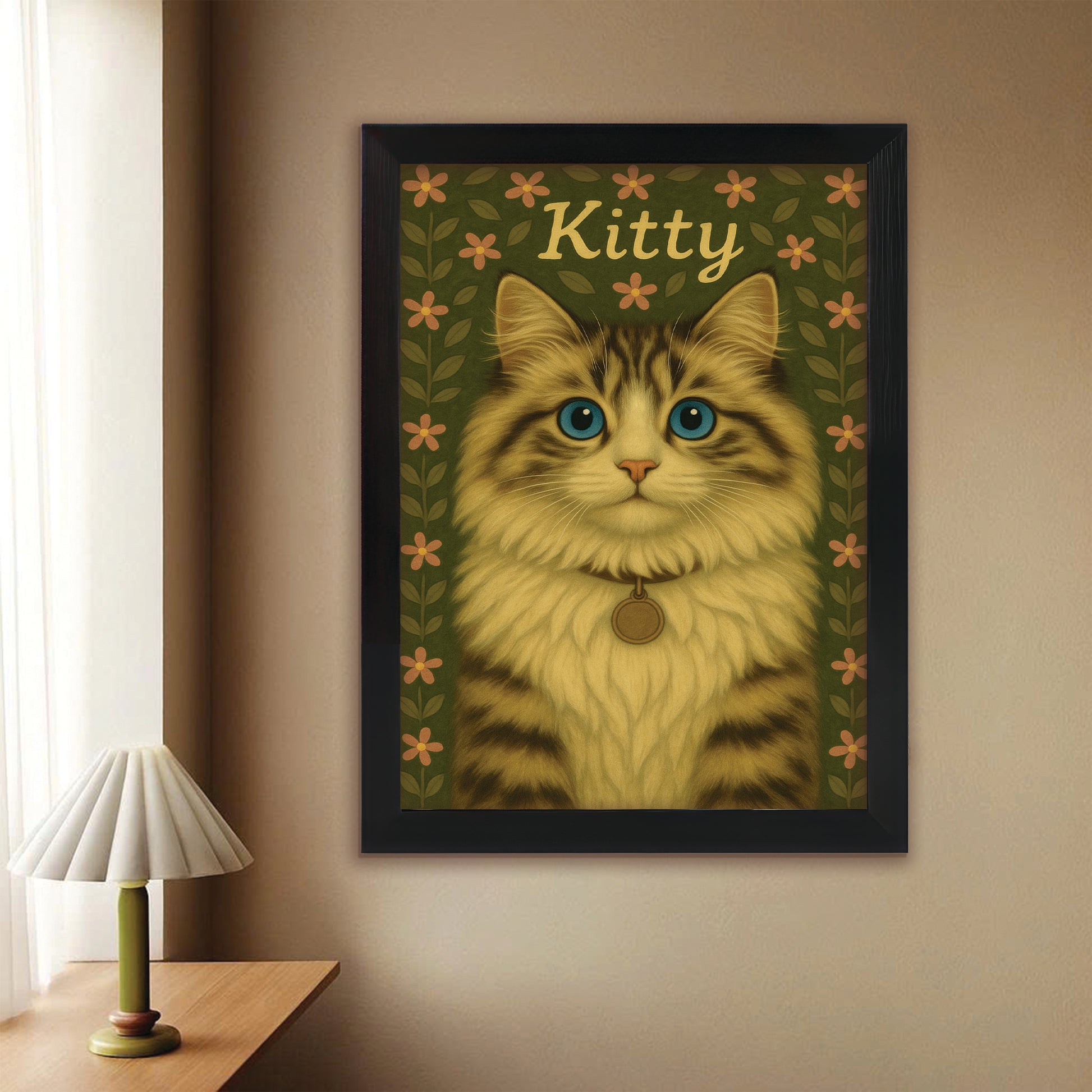 Custom Cat Portraits From Photo From Photo Canvas Framed Wall Art