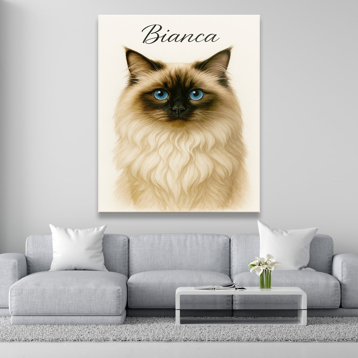 Custom Cat Portraint And With Name Canvas