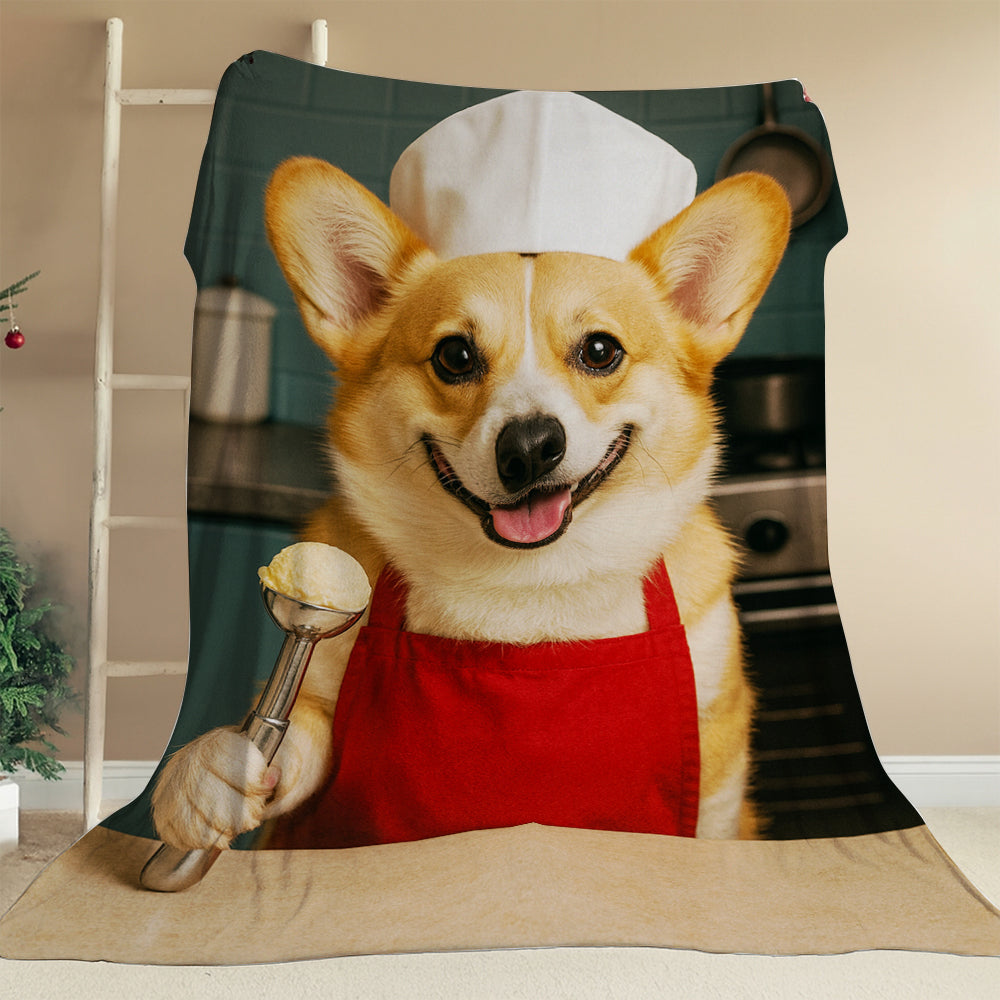 Custom Photo Dog Chef BlanketGift For Dog Lovers