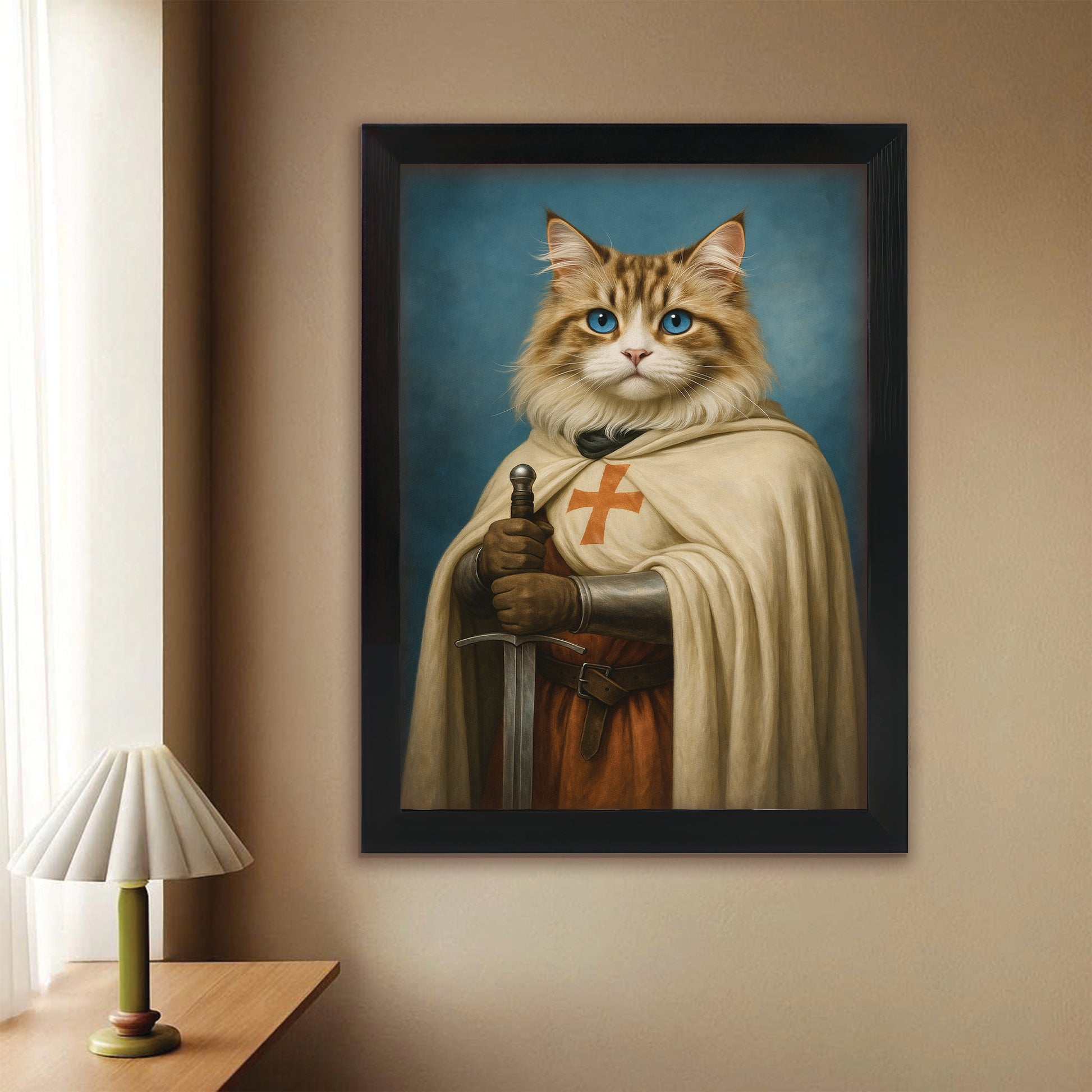 Custom Photo Priest Cat Canvas Framed Wall Art Gift For Cat Lovers