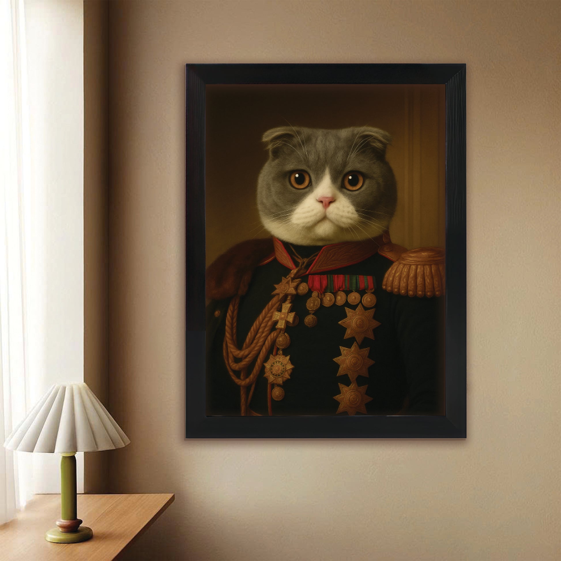 Custom Photo Cat Royal King Canvas Framed Wall Art _ Gift For Cat Lovers