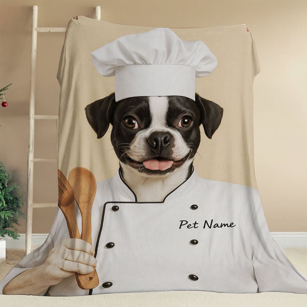 Custom Dog Chef Potrait BlanketGift For Dog Lovers