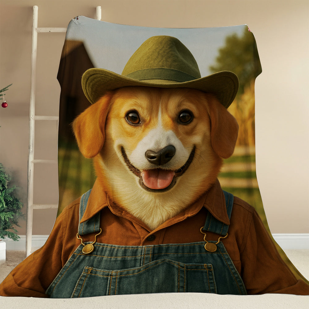 Custom Photo Farmer Farmhouse Dog Canvas