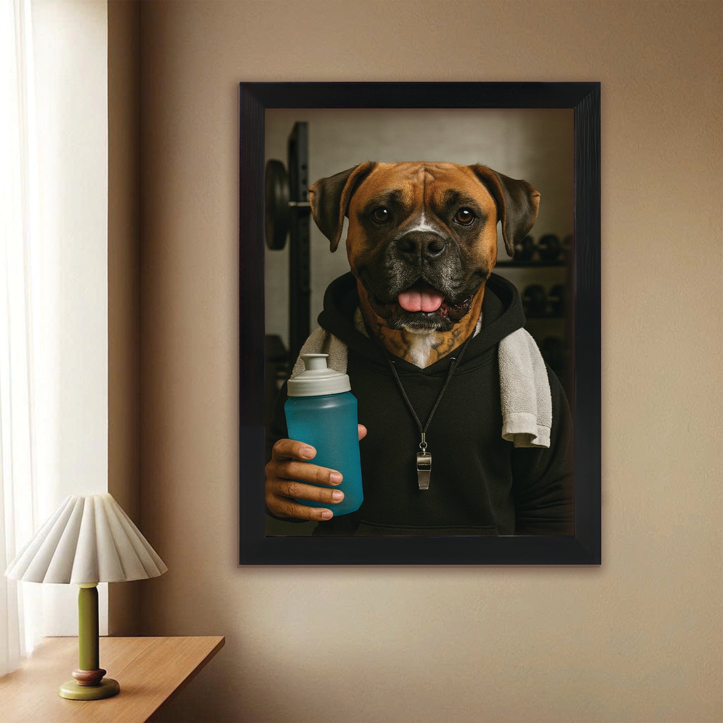 Custom Photo Personal Trainer Dog Canvas Framed Wall Art Gift For Dog Lovers