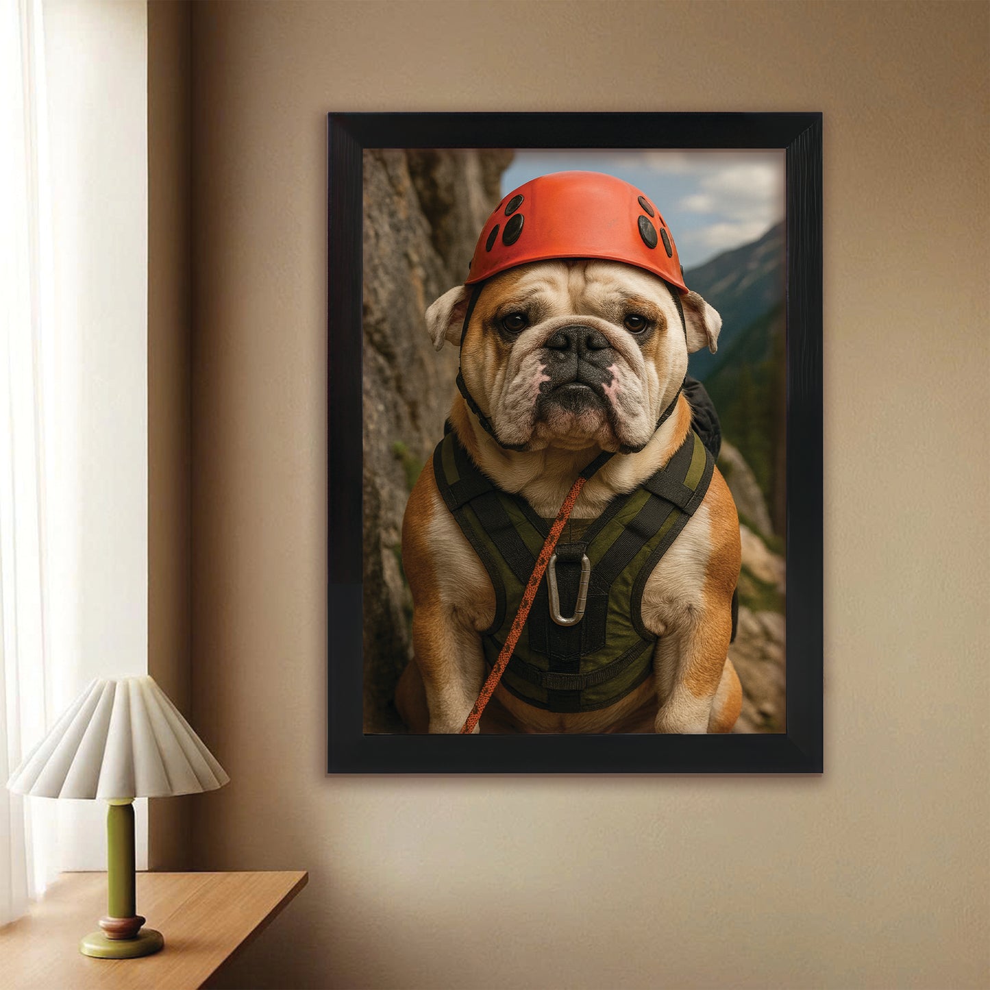 Custom Photo Rock Climber Dog Canvas Framed Wall Art Gift For Dog Lover