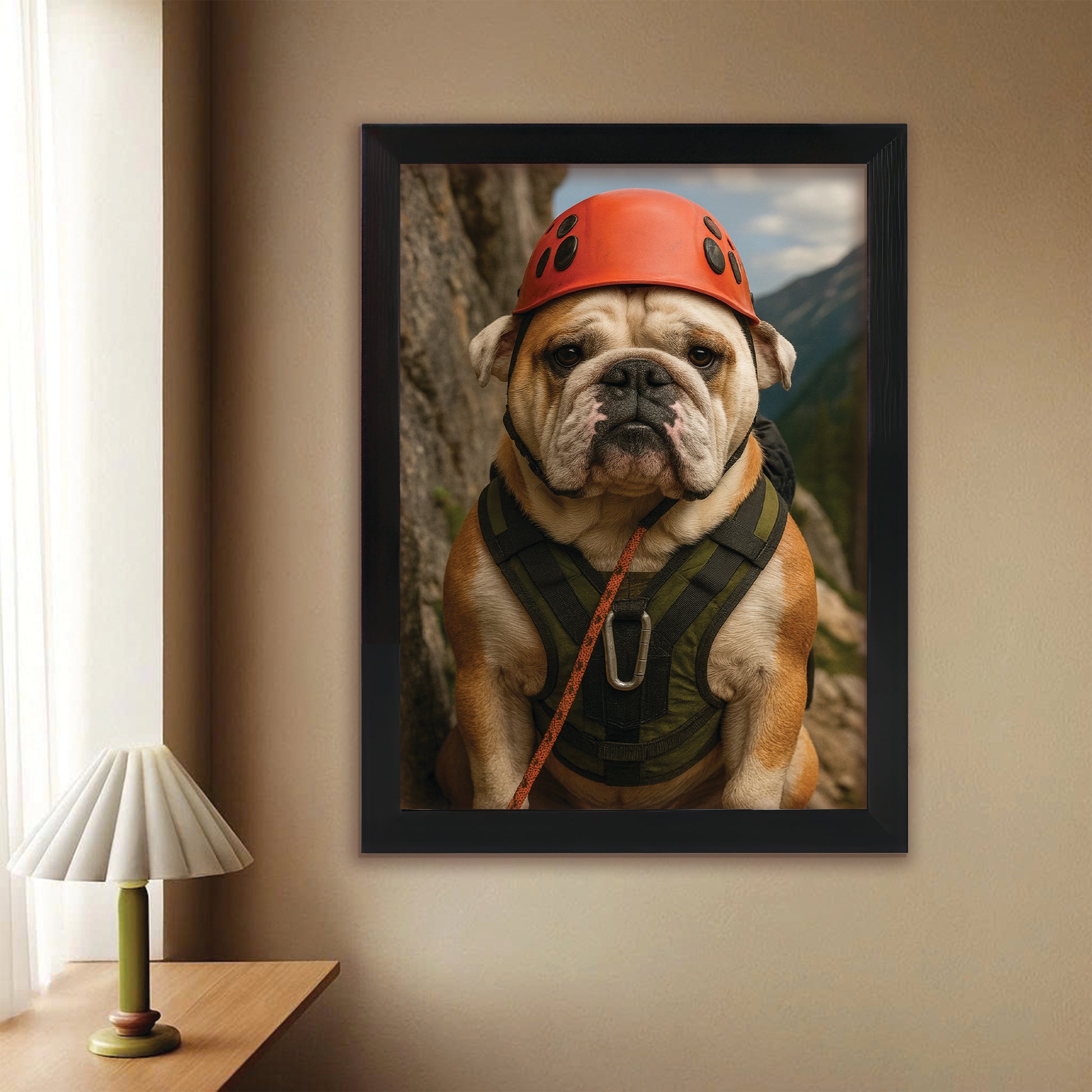 Custom Photo Rock Climber Dog Canvas Framed Wall Art Gift For Dog Lover