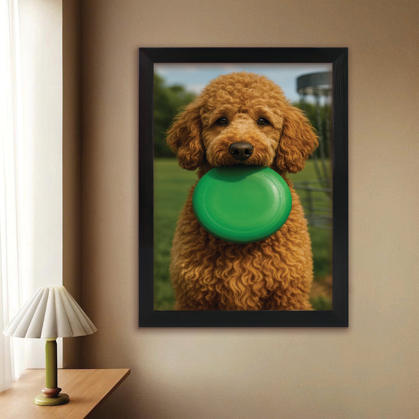 Custom Photo Disc Golf Dog Canvas Framed Wall Art Gift For Dog Lovers
