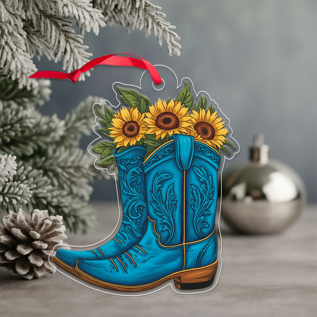 Flower Cowgirl Acrylic Ornament Christmas Gift