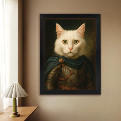 Custom Cat Photo Viking Canvas Framed Wall Art _ Gift For Cat Lovers