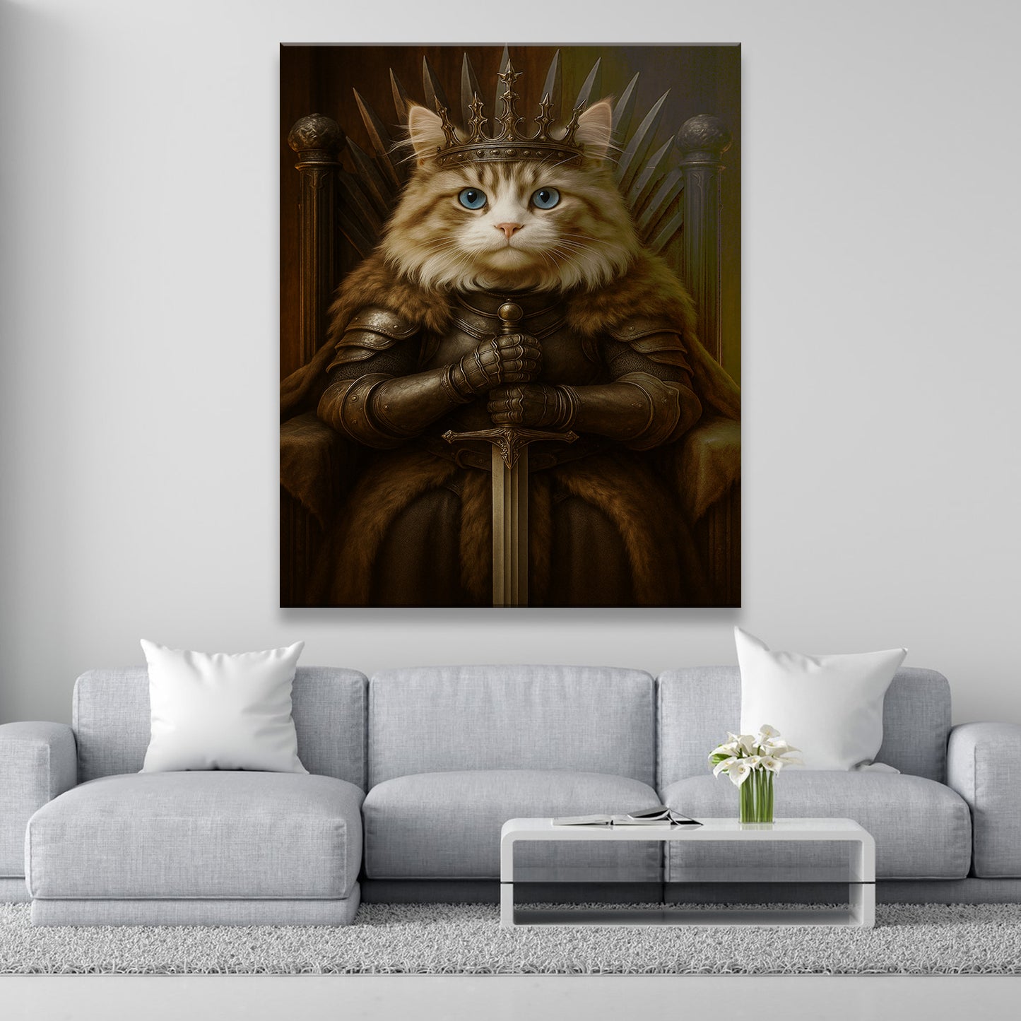 Custom Photo Cat Canvas Royal Pet Portrait