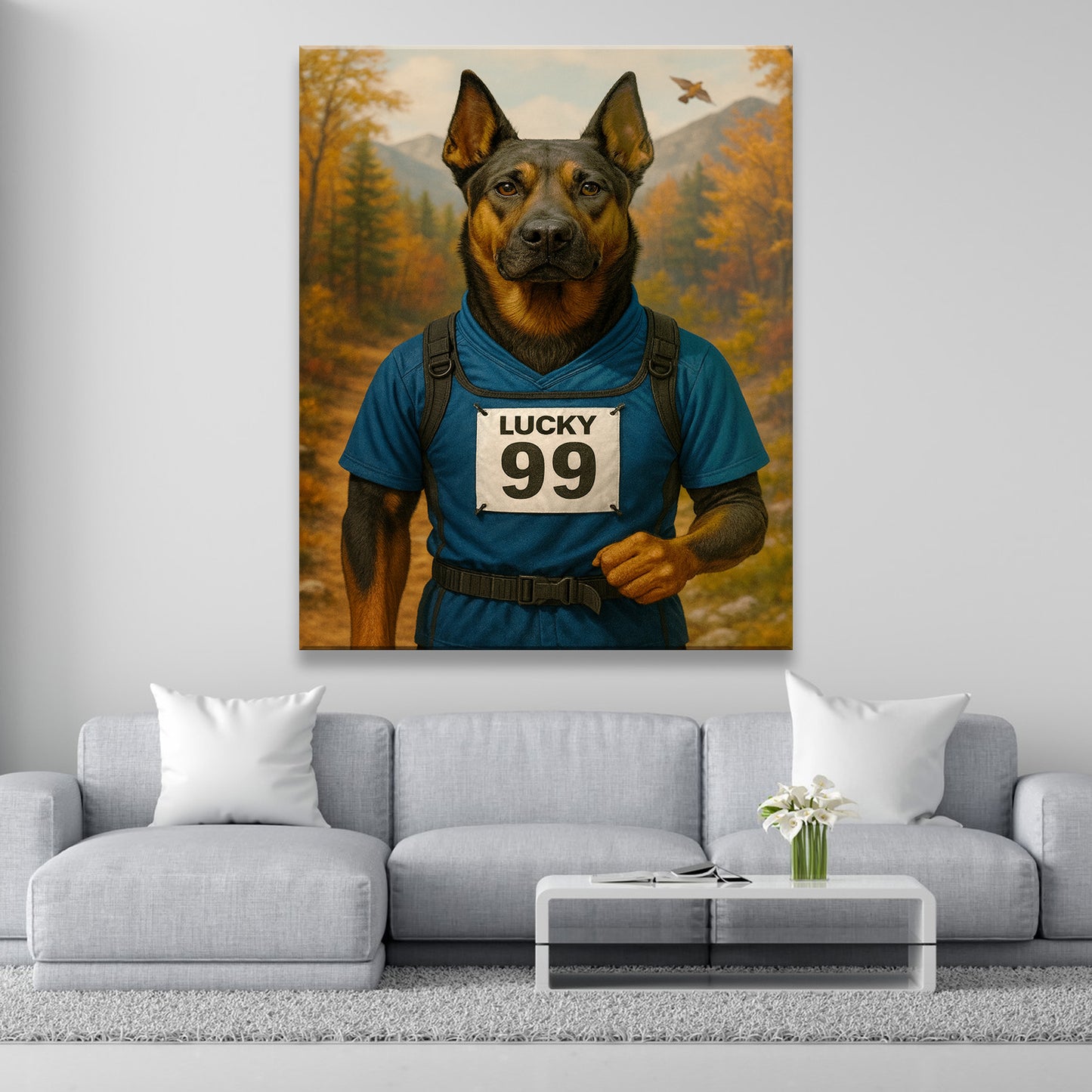 Custom Photo Trail Runner Dog Canvas Gift For Dog Lover