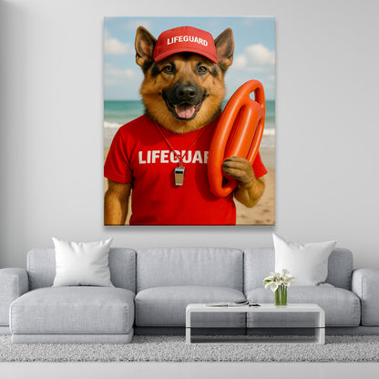 Custom Photo Lifeguard Dog Canvas Gift For Dog Lovers