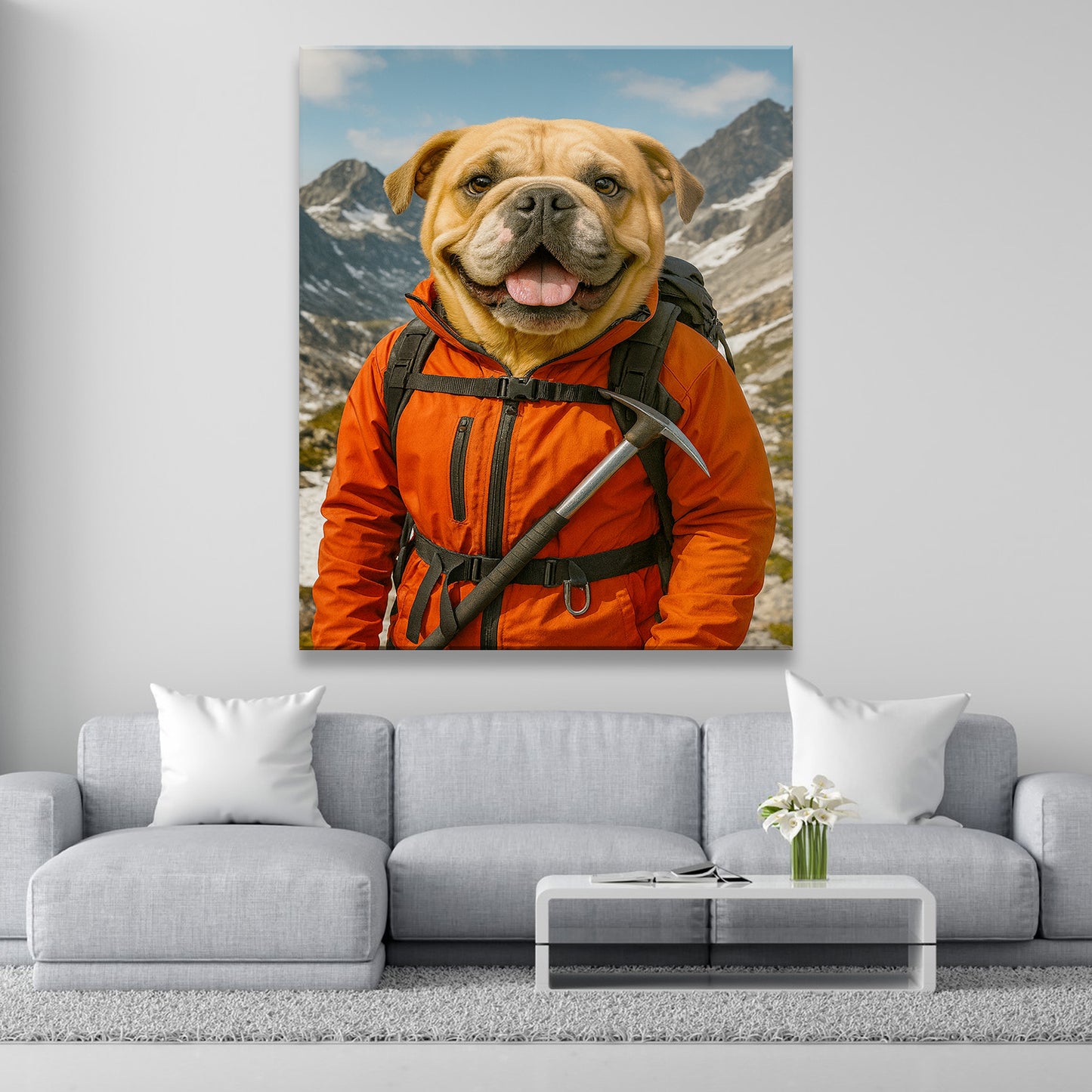 Custom Photo Mountaineer Climbing Dog Canvas Gift For Dog Lovers