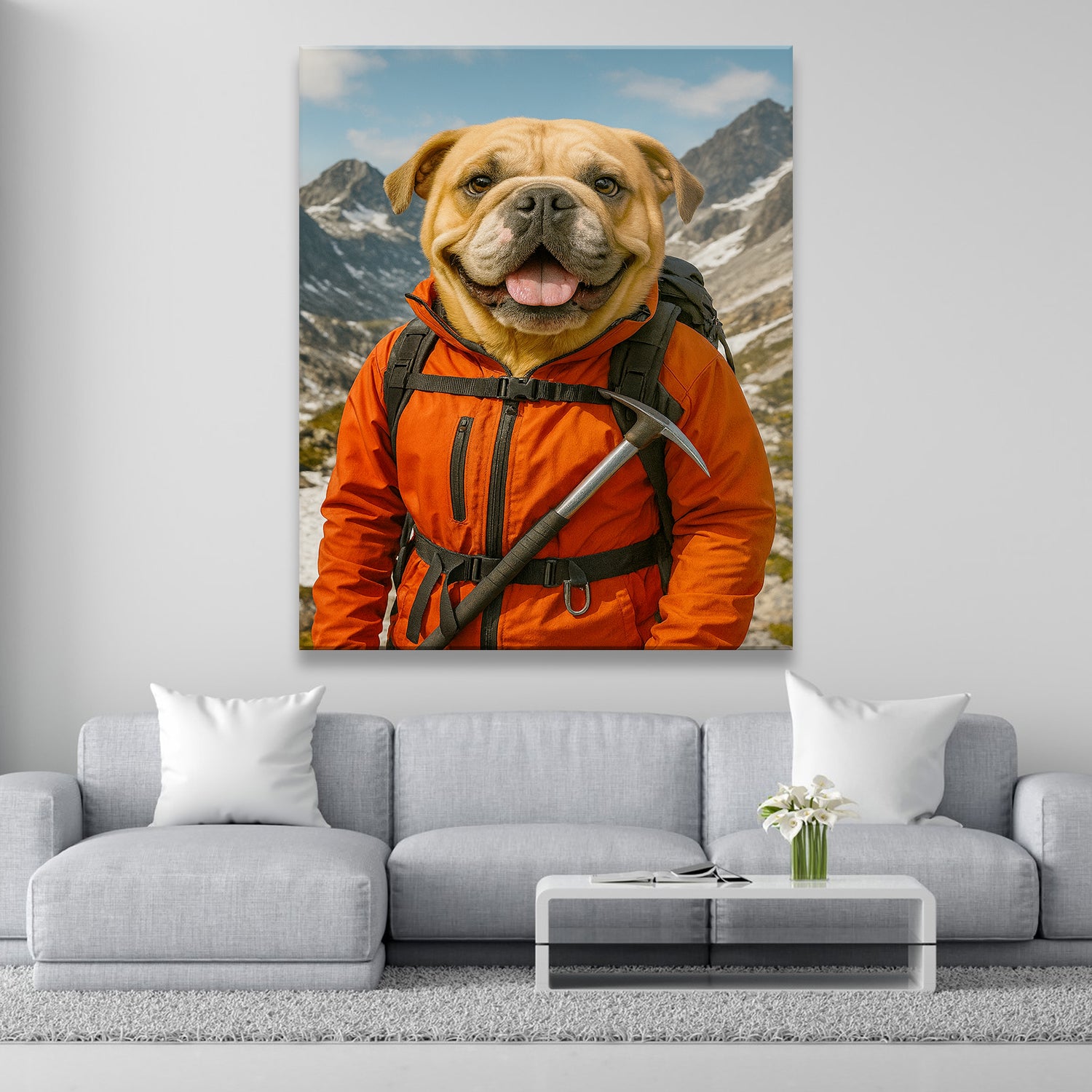 Custom Photo Mountaineer Climbing Dog Canvas Gift For Dog Lovers