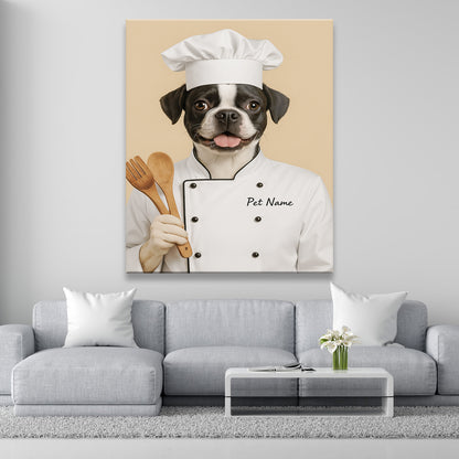 Custom Dog Chef Potrait Canvas Gift For Dog Lovers