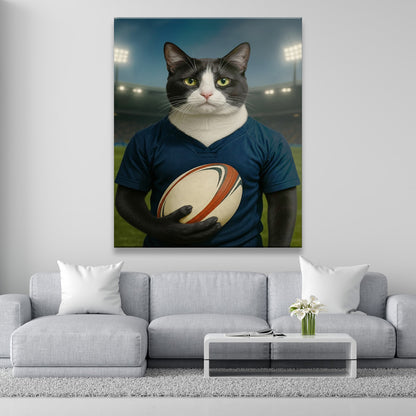 Custom Cat Rugby Sport Cat Canvas Gift For Cat Lovers