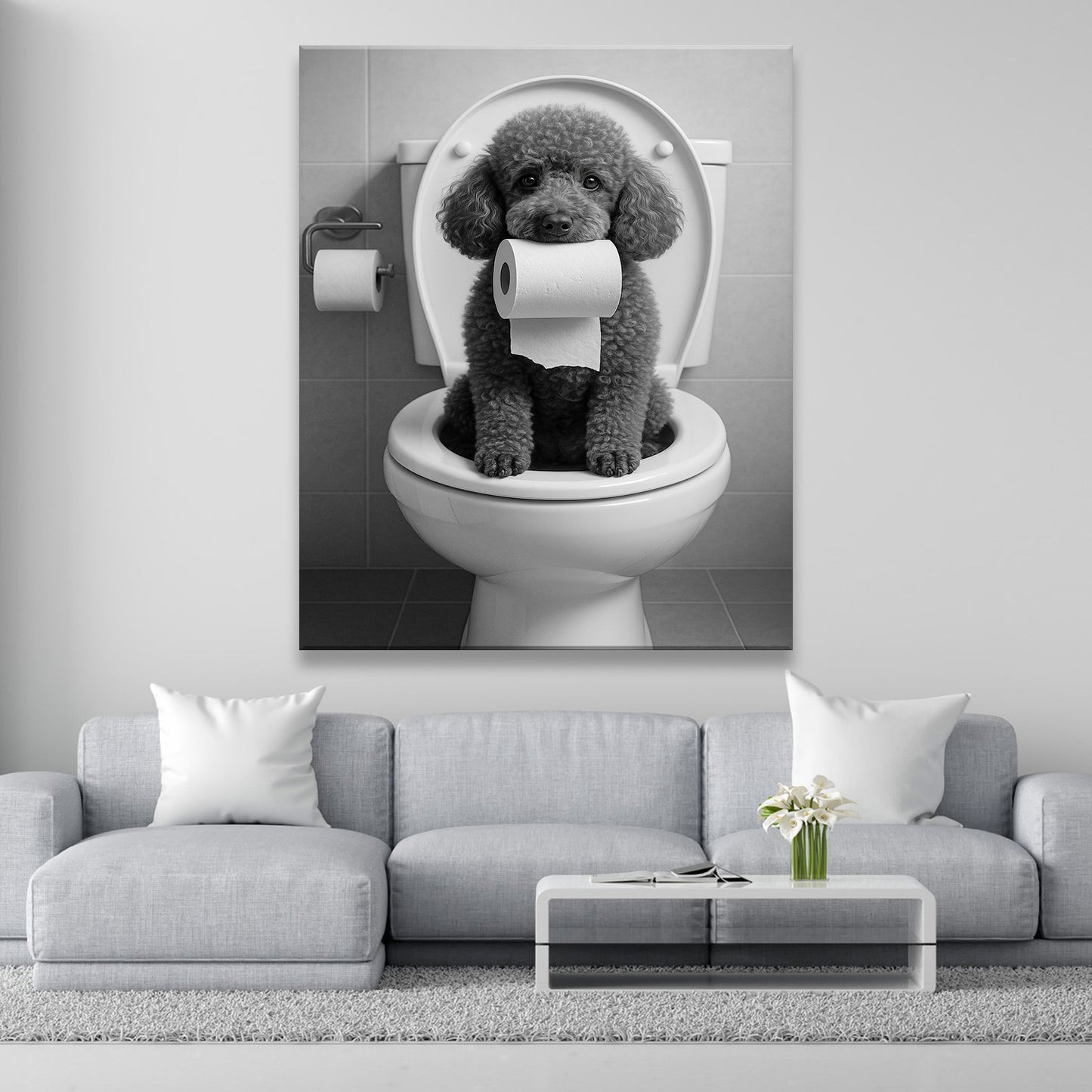 Custom Photo Dog Bathroom Style 5 Canvas Gift For Dog Lovers