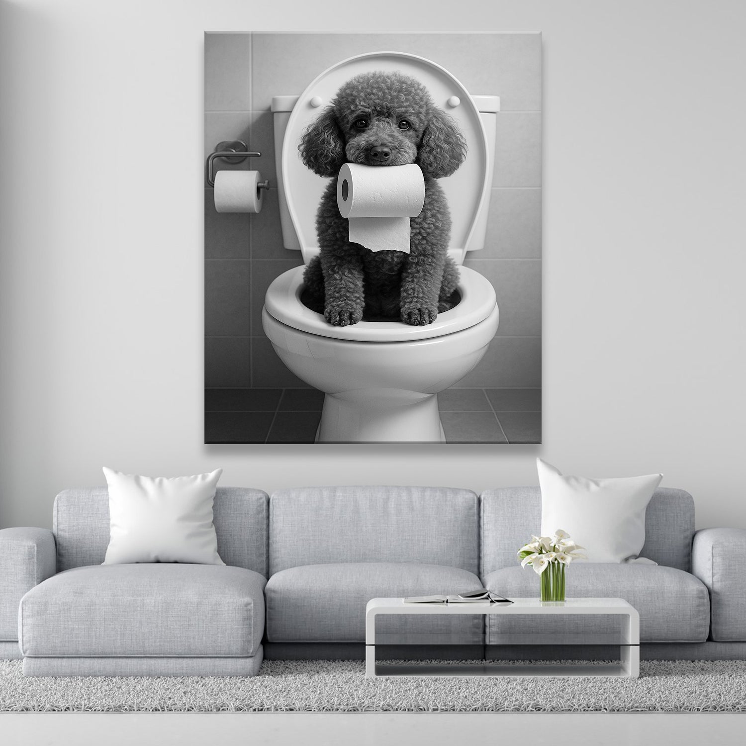 Custom Photo Dog Bathroom Style 5 Canvas Gift For Dog Lovers
