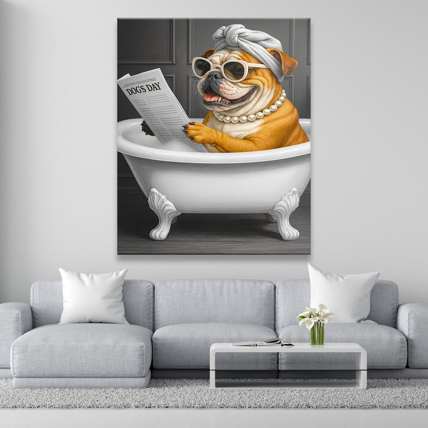 Custom Photo Dog Bathroom Style 9 Canvas Gift For Dog Lovers