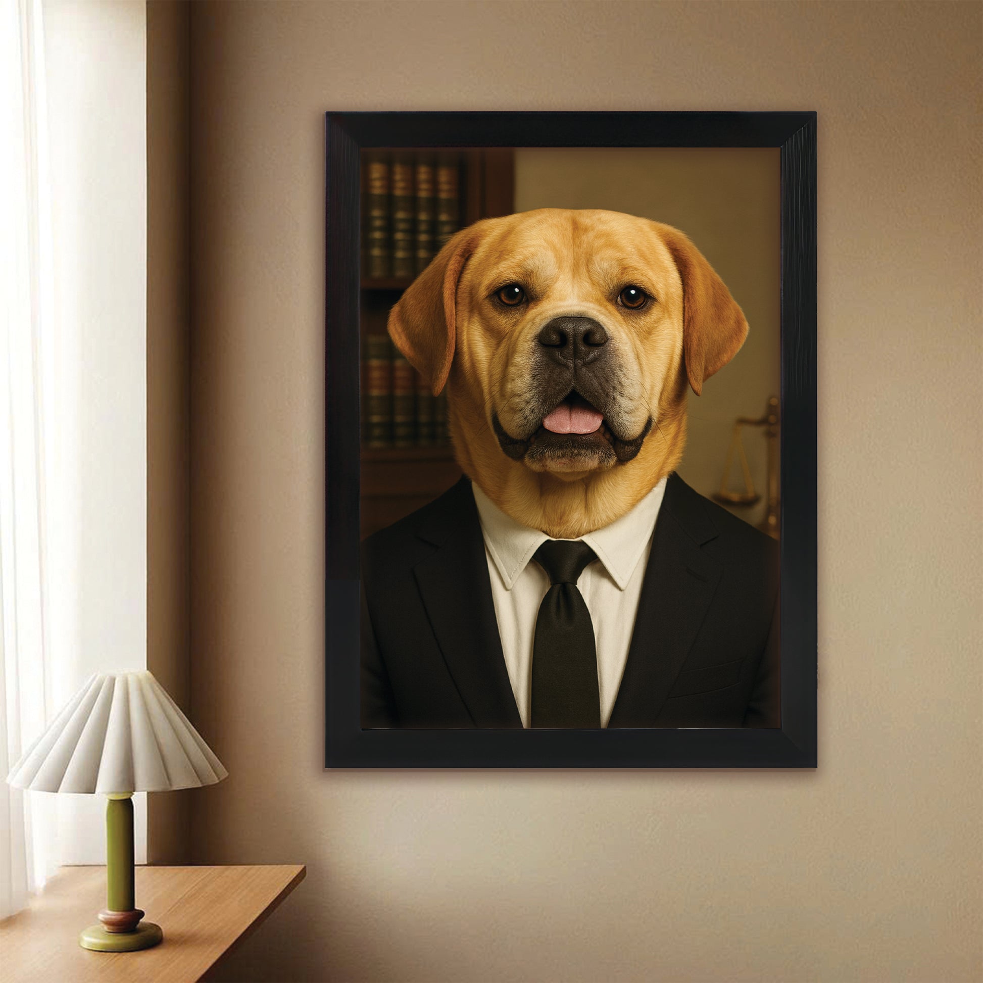 Custom Photo Lawyer Dog Canvas Framed Wall Art Gift For Dog Lovers