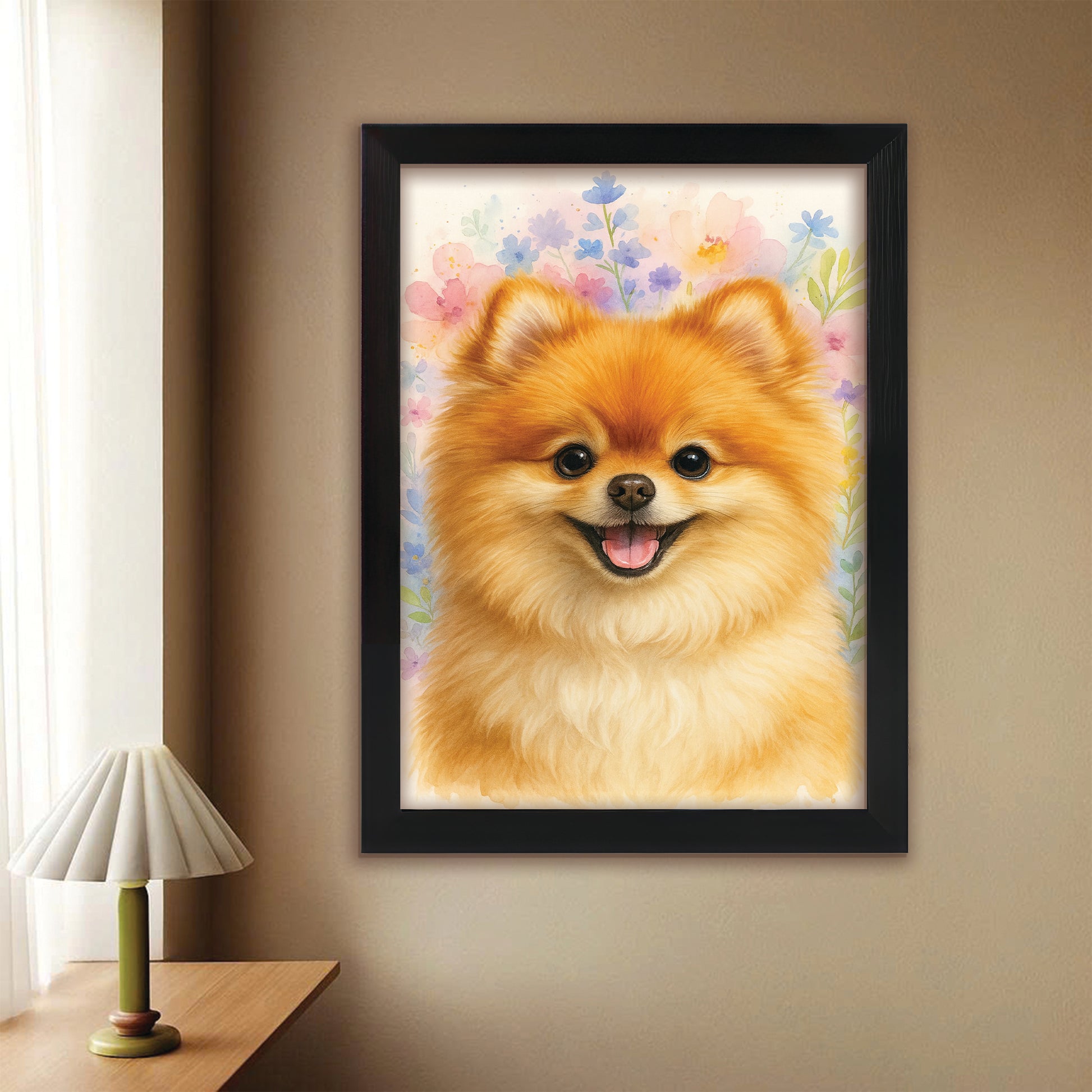 Custom Photo Dog Floral Watercolor Art