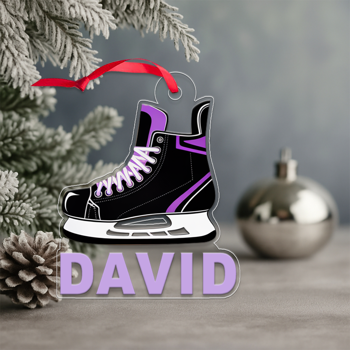 Custom Name Ice Hockey Skates Christmas Ornament Acrylic Ornament Christmas Gift
