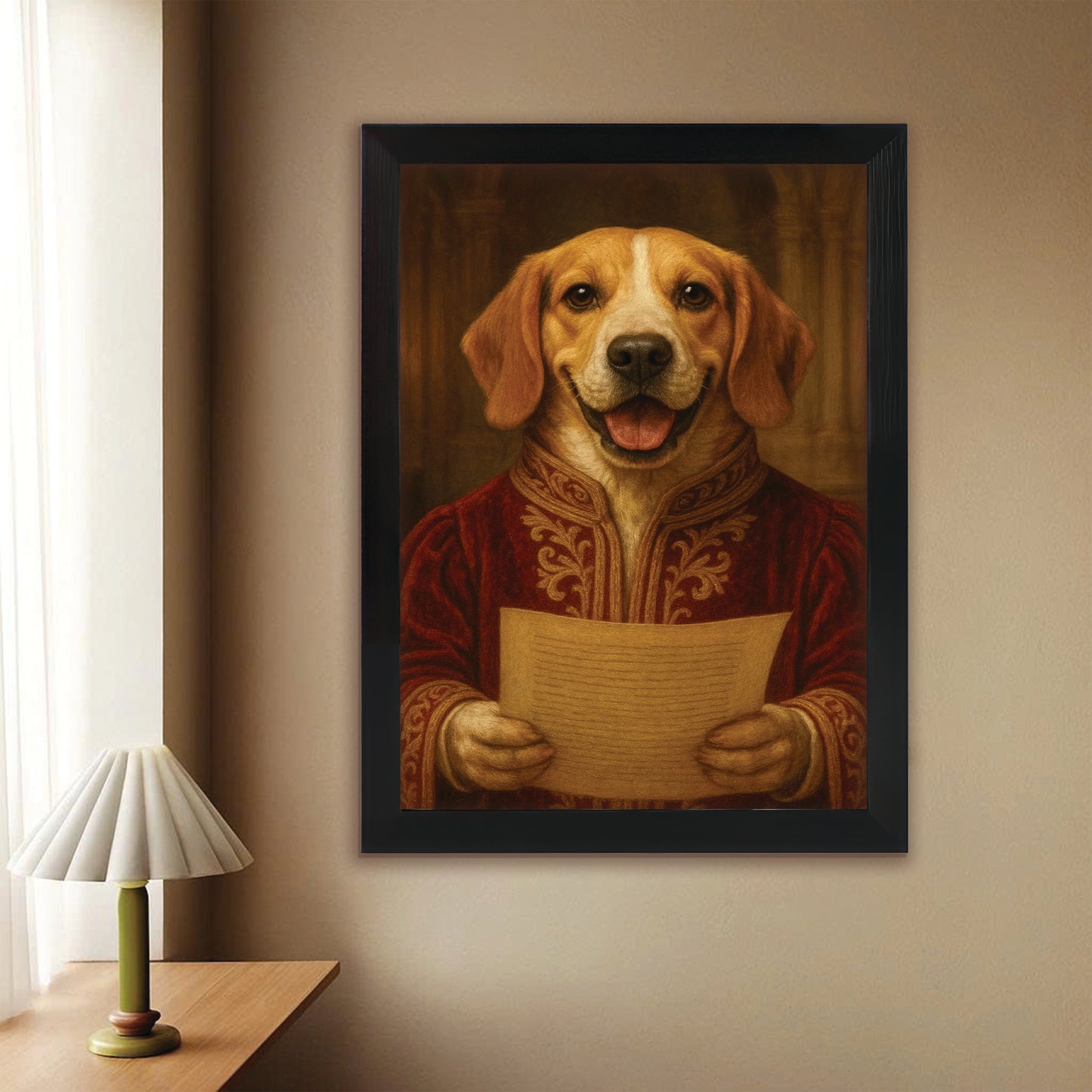 Custom Photo Dog Royal Style 06 Canvas Framed Wall Art Gift For Dog Lovers