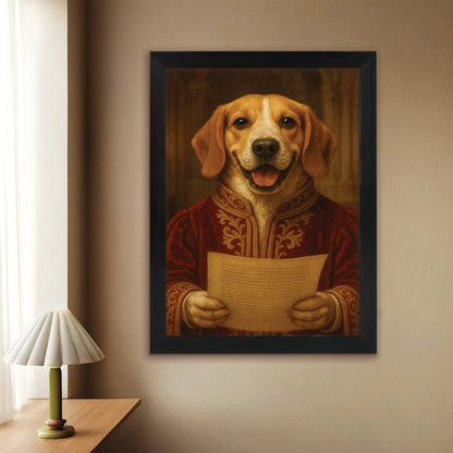 Custom Photo Dog Royal Style 06 Canvas Framed Wall Art Gift For Dog Lovers