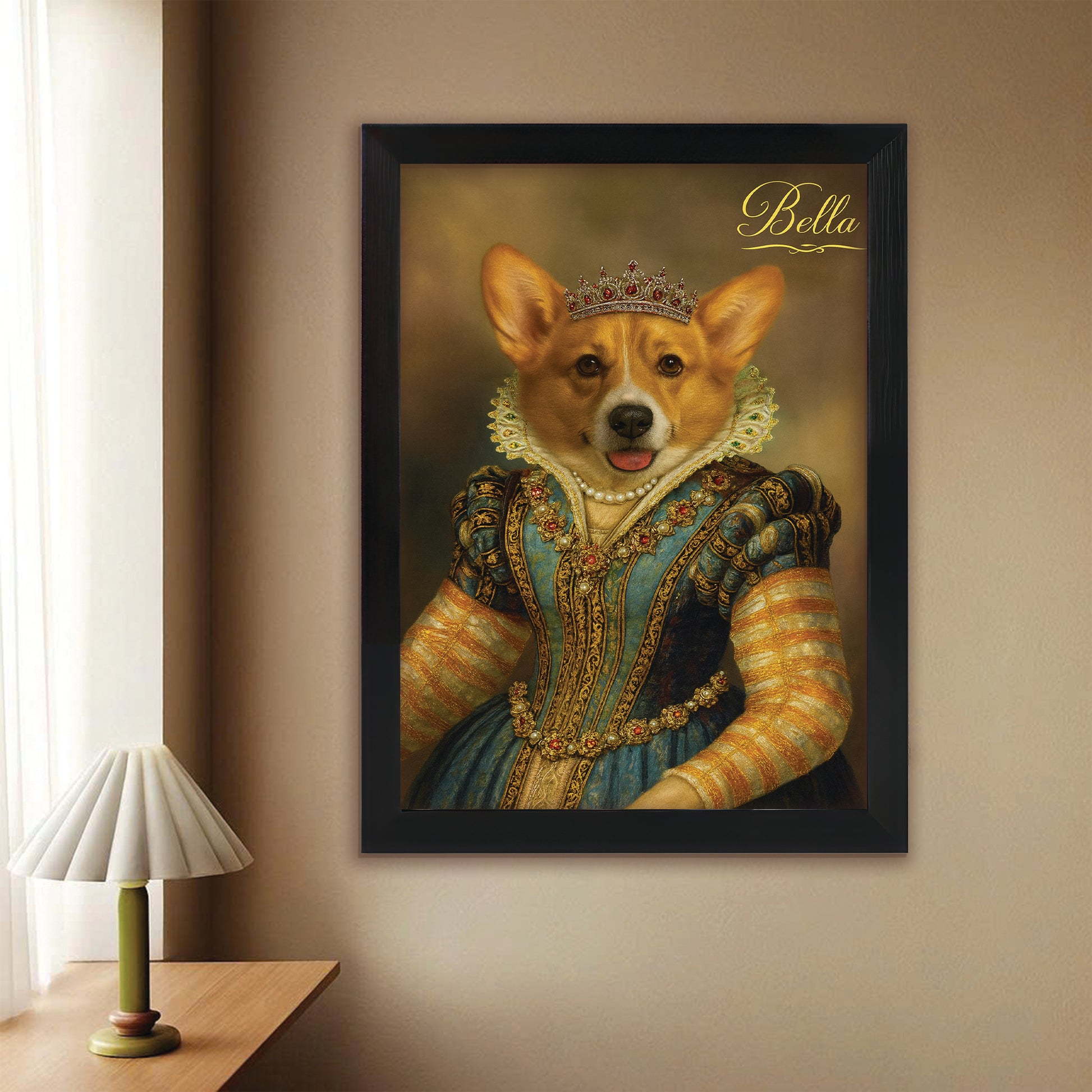 Custom Photo Sapphire Queen Dog Canvas Framed Wall Art Gift For Dog Lovers