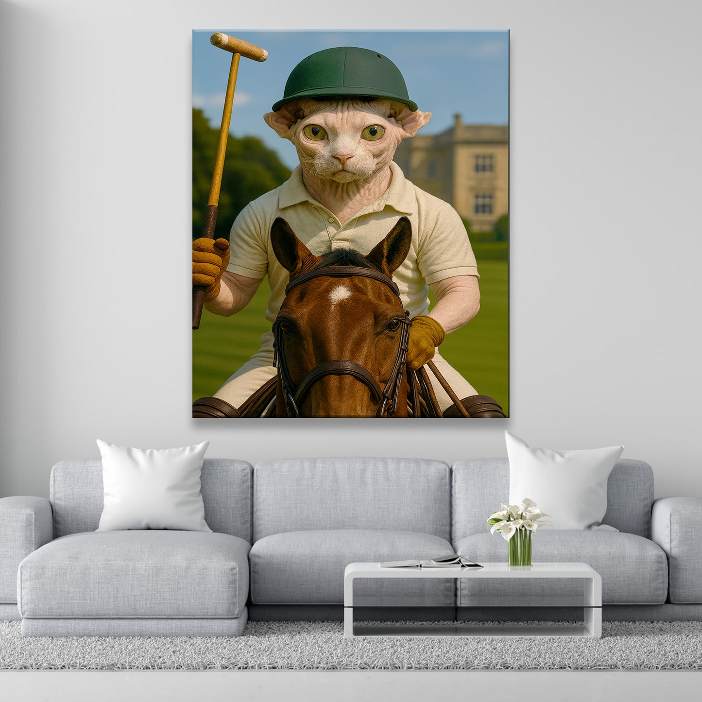 Custom Photo Polo Sport Cat Canvas Gift For Cat Lovers
