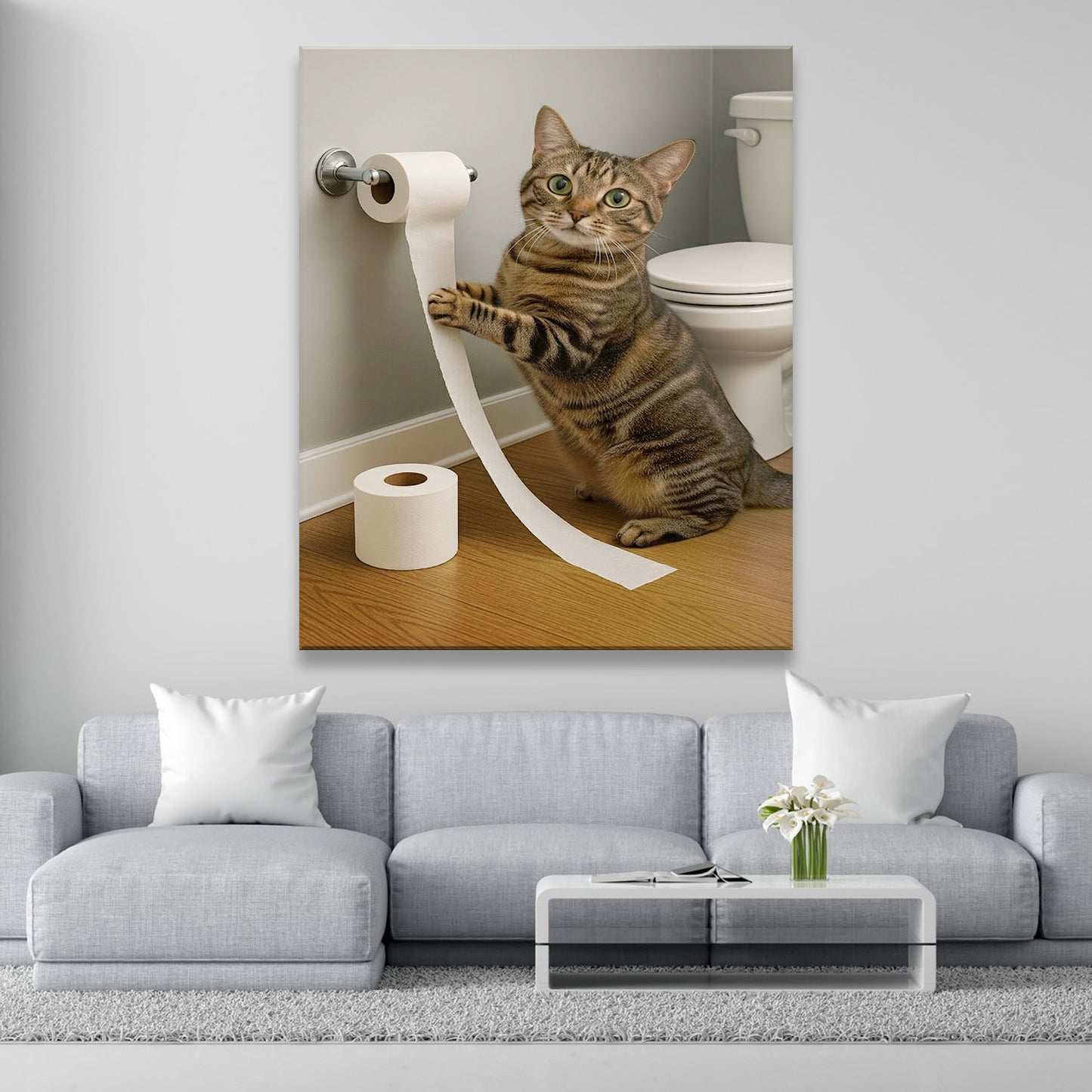 Custom Photo Cat Bathroom Style 18 Canvas Gift For Canvas