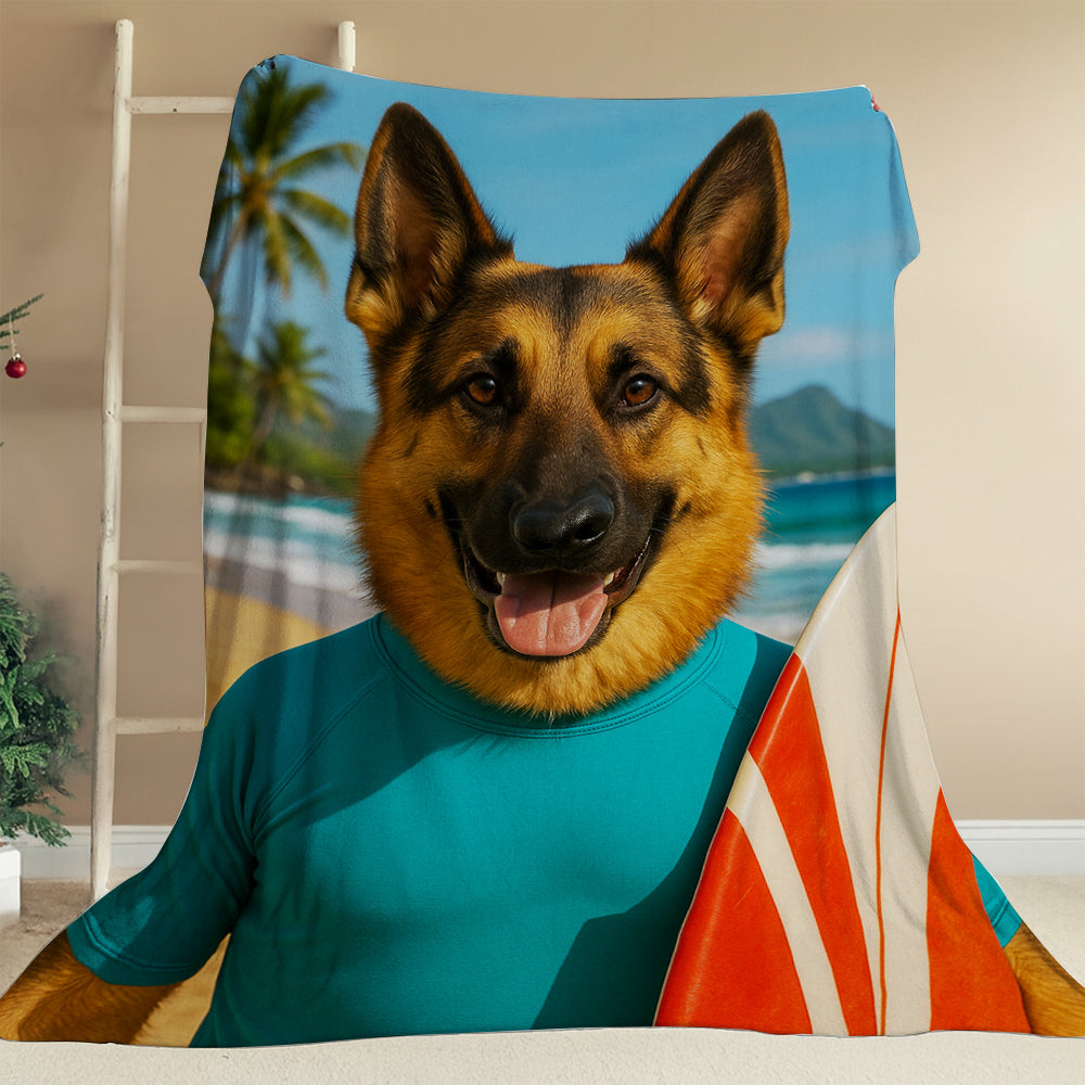 Custom Photo Surfer Beach Dog BlanketGift For Dog Lovers