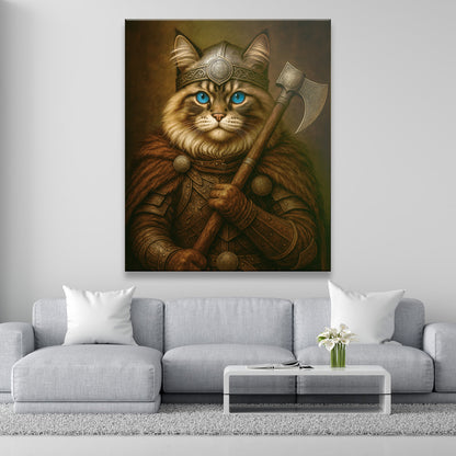 Custom Cat Photo Viking Warrior Canvas _ Gift For Cat