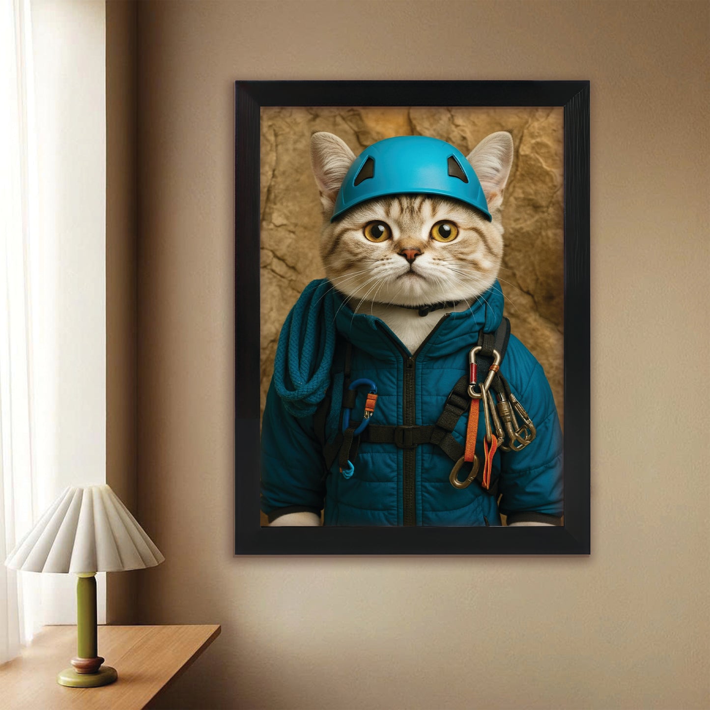Custom Photo Climber Cat Canvas Framed Wall Art  Gift For Cat Lovers