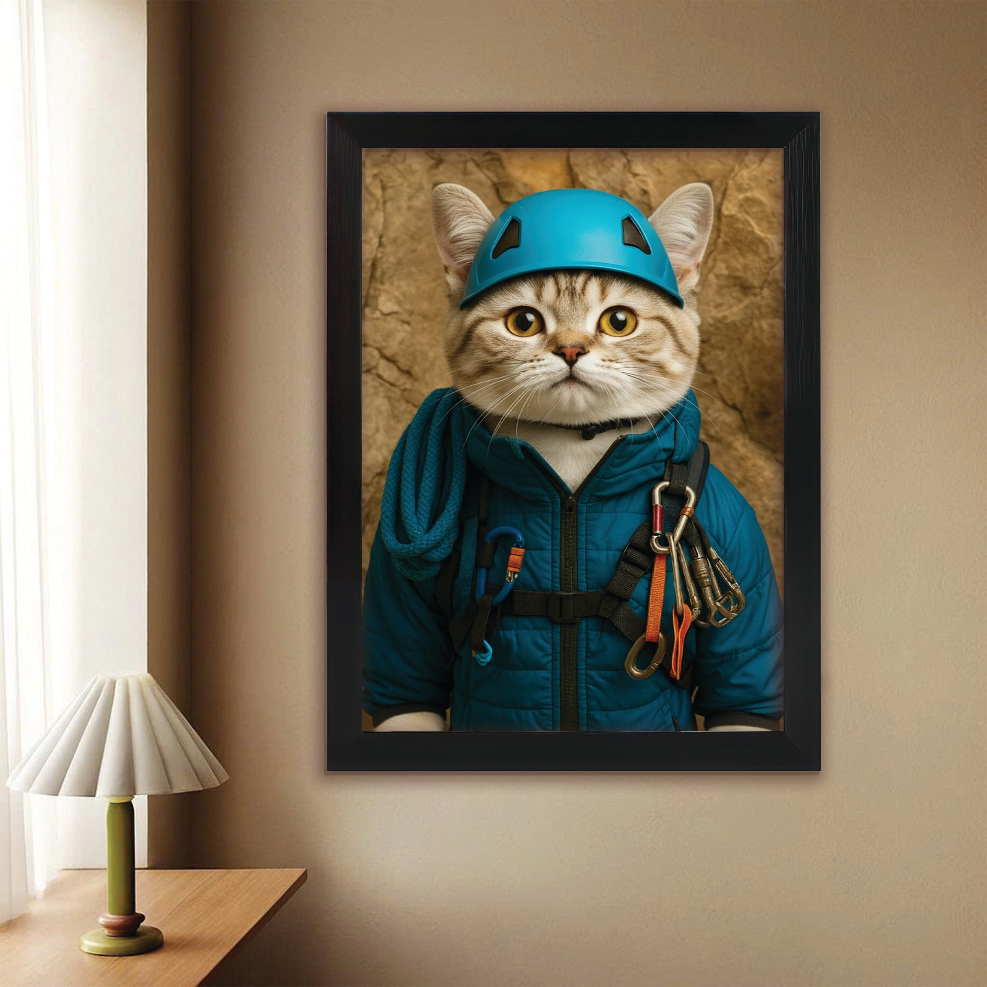 Custom Photo Climber Cat Canvas Framed Wall Art  Gift For Cat Lovers