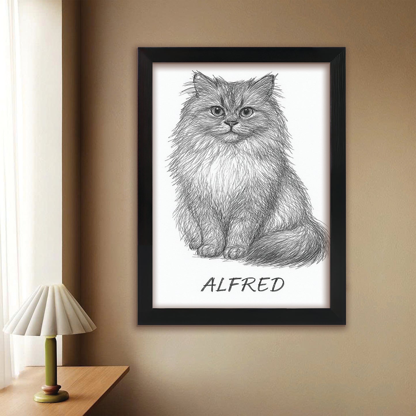 Custom Photo Cat Pencil Art
