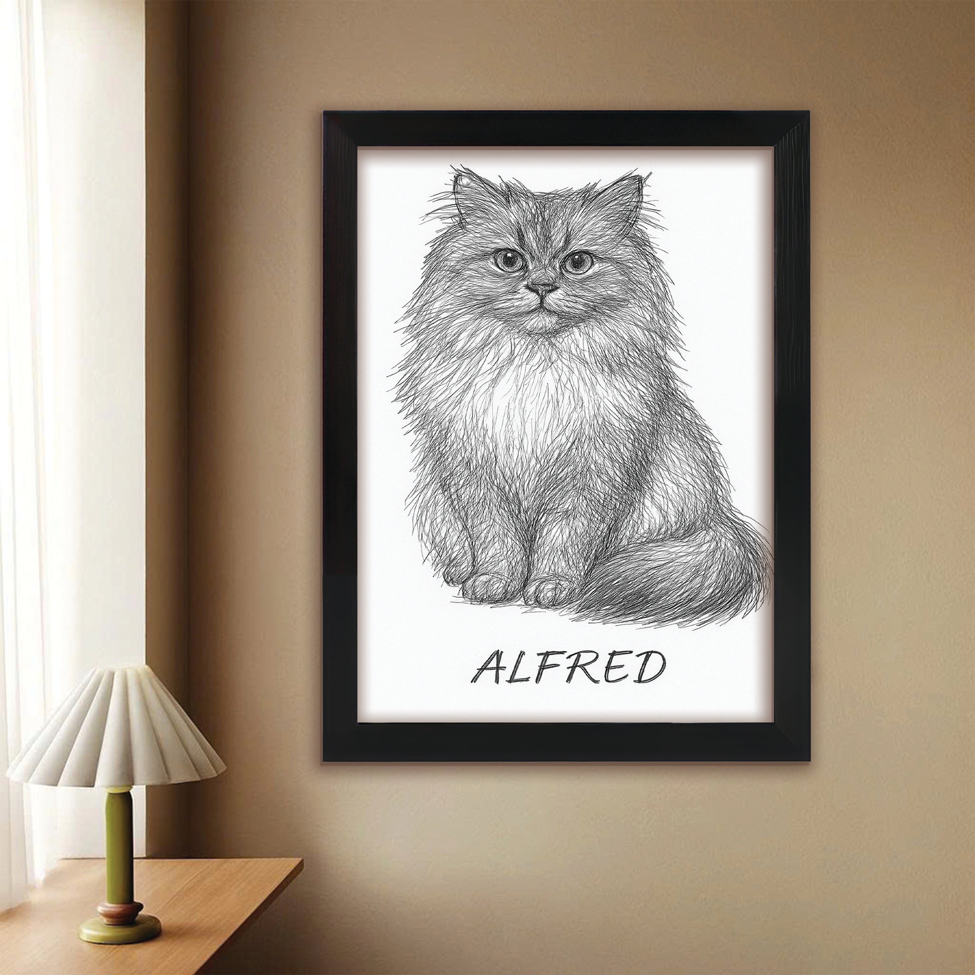 Custom Photo Cat Pencil Art
