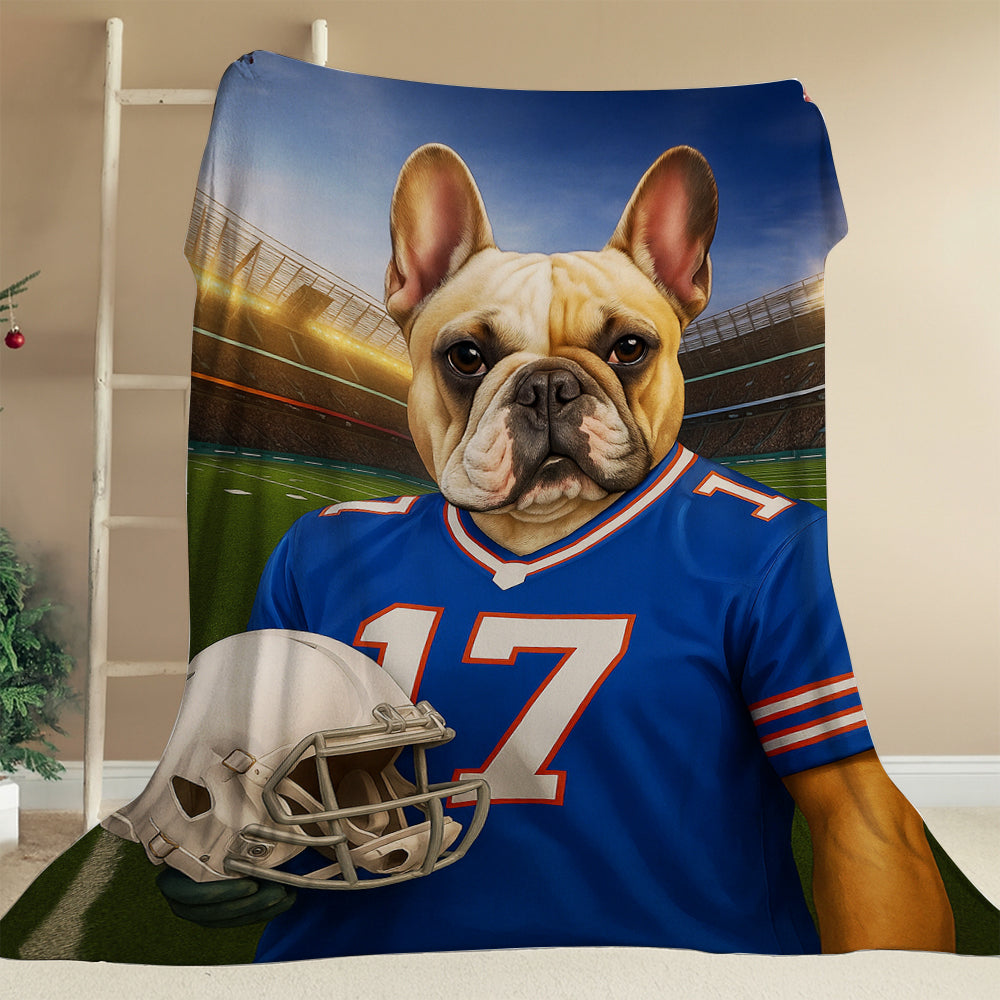 Custom Dog Photo Football Style Blanket For Dog Lover