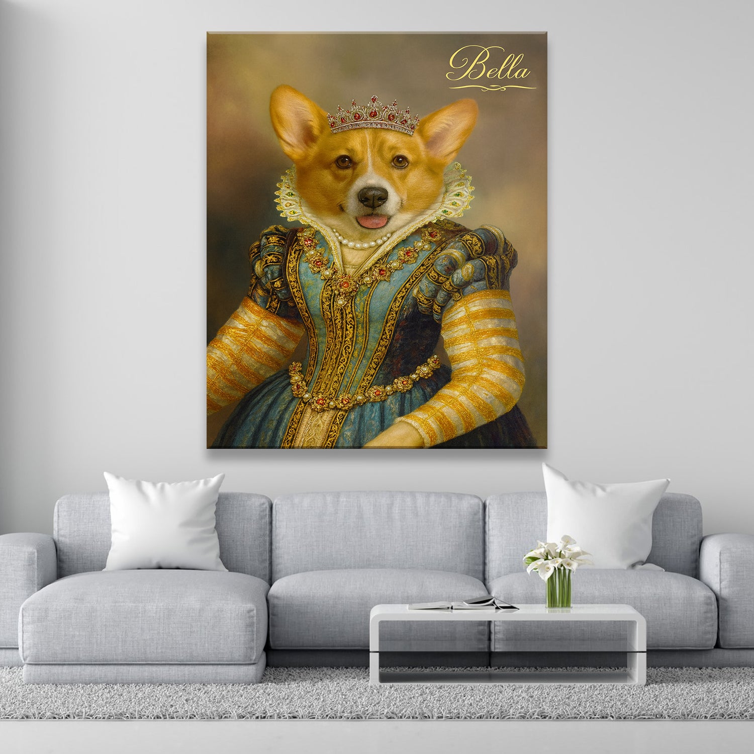 Custom Photo Sapphire Queen Dog Canvas Gift For Dog Lovers